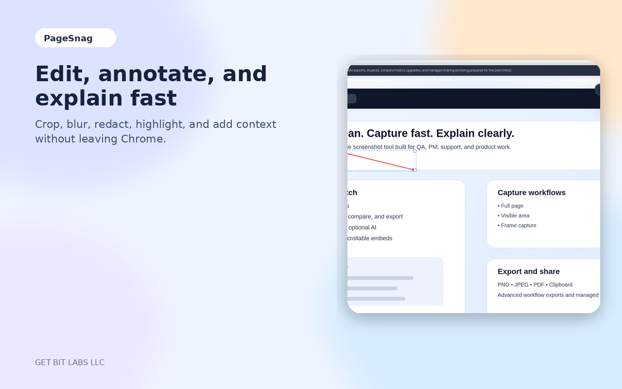 PageSnag editor screenshot with annotation tools